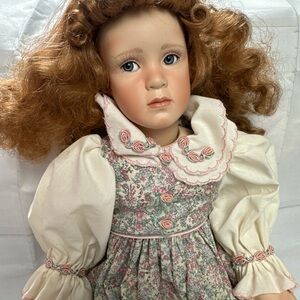 Pamela Phillips 17" CAROLINE  Porcelain DOLL, Blue Eyes & Red Hair 1994